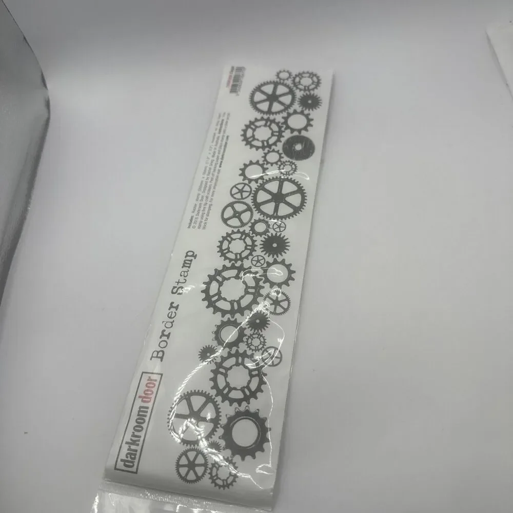 DARKROOM DOOR UNMOUNTED cling Gears Rubber Stamp Border Stamp